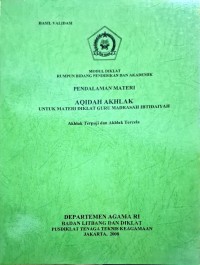 Pendalaman materi Aqidah akhlak guru MI akhlak terpuji dan